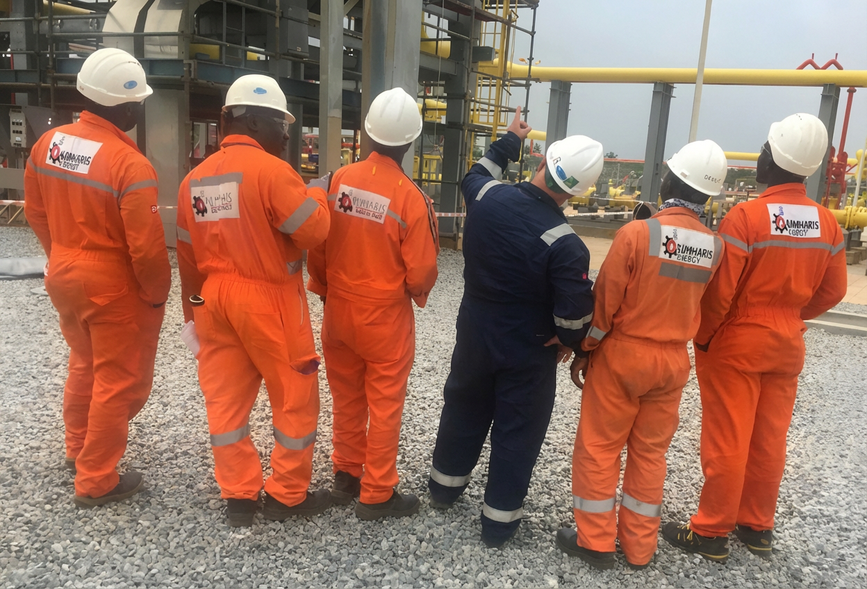 Kamharis Energy team on offshore platform
